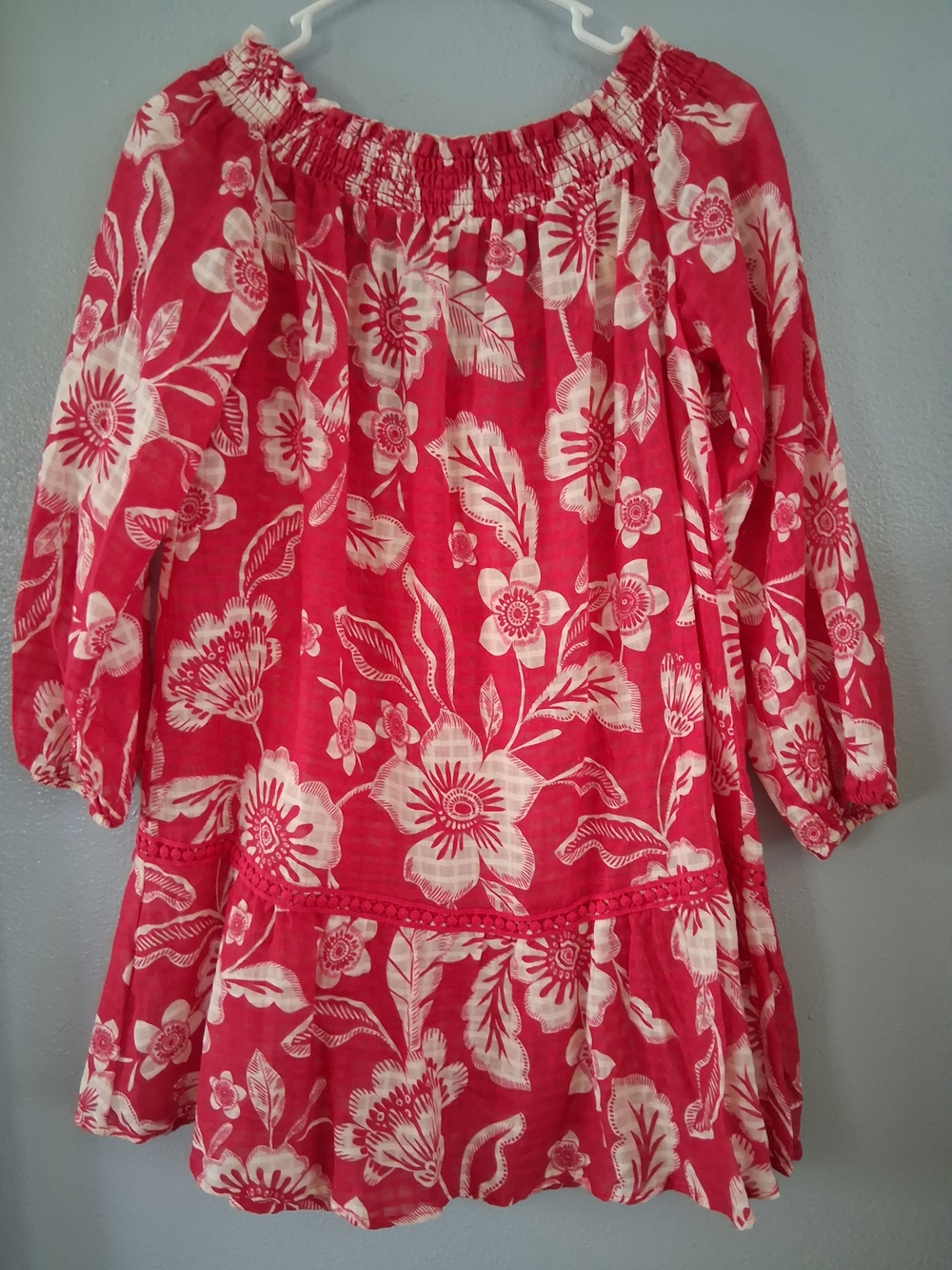 Maeve Pink and White Floral Sheer Mini Dress With Tie Back 100% Cotton